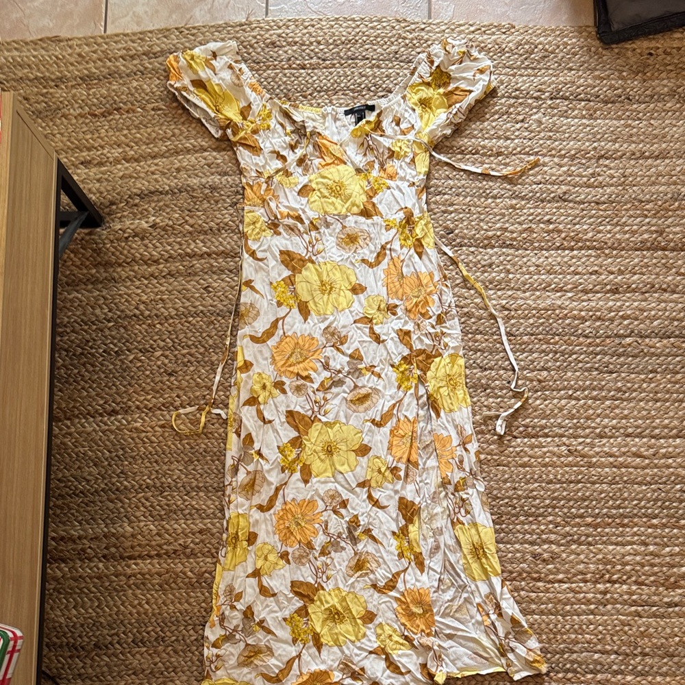 Forever 21 Yellow and Orange Floral Maxi Dress